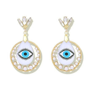 NEW! Dainty “Zhara” Pearl Evil Eye Drop Earrings